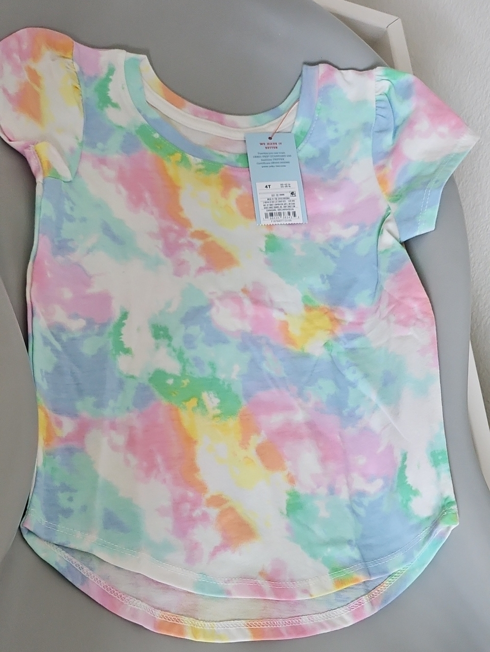 Cat & Jack Pastel Tie-Dye Short Sleeve Tee - Pink, Yellow, Green, Blue